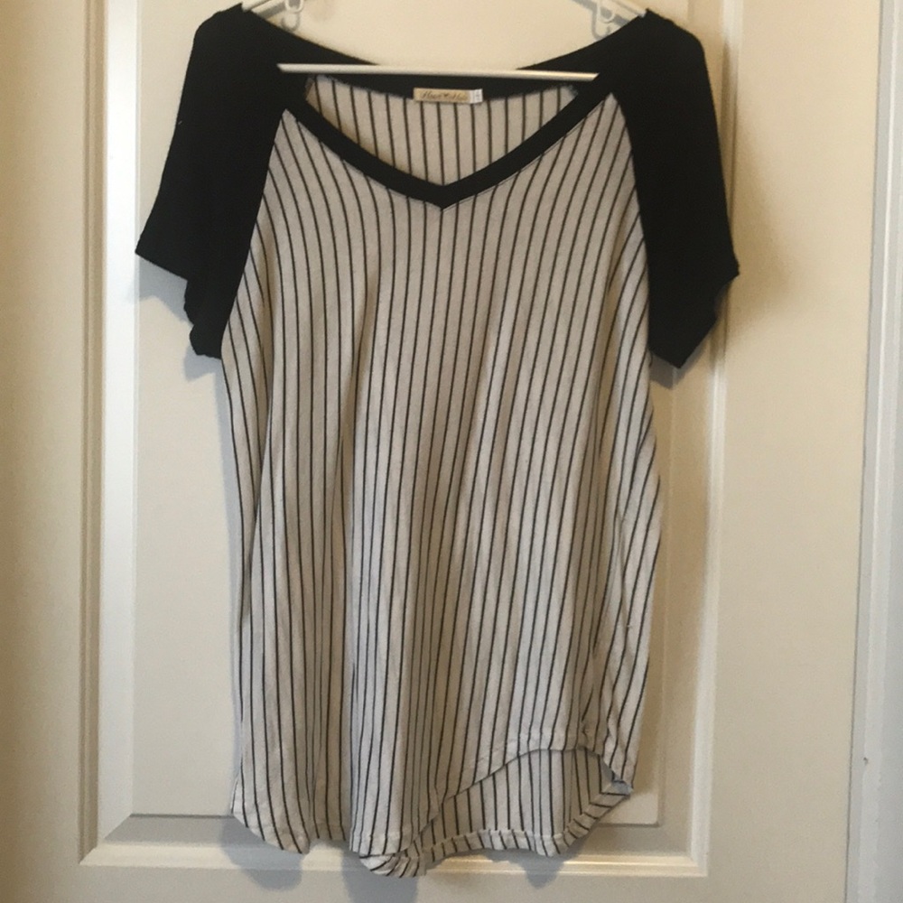 Short Sleeve Black and White Baseball Tee